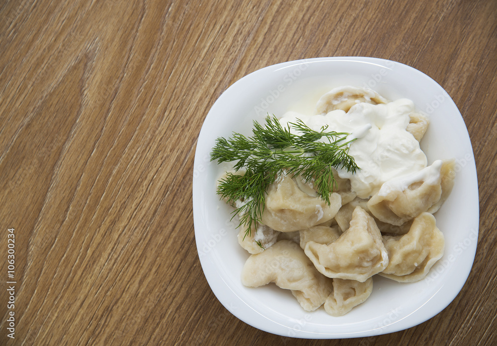 Dumplings stuffed with potatoes with sour cream Dumplings stuffed with potatoes with sour cream