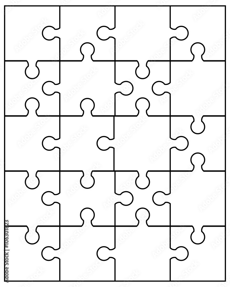Vector illustration of white puzzle, separate parts Vector illustration of white puzzle, separate parts