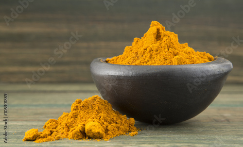 Turmeric powder and bowl photo