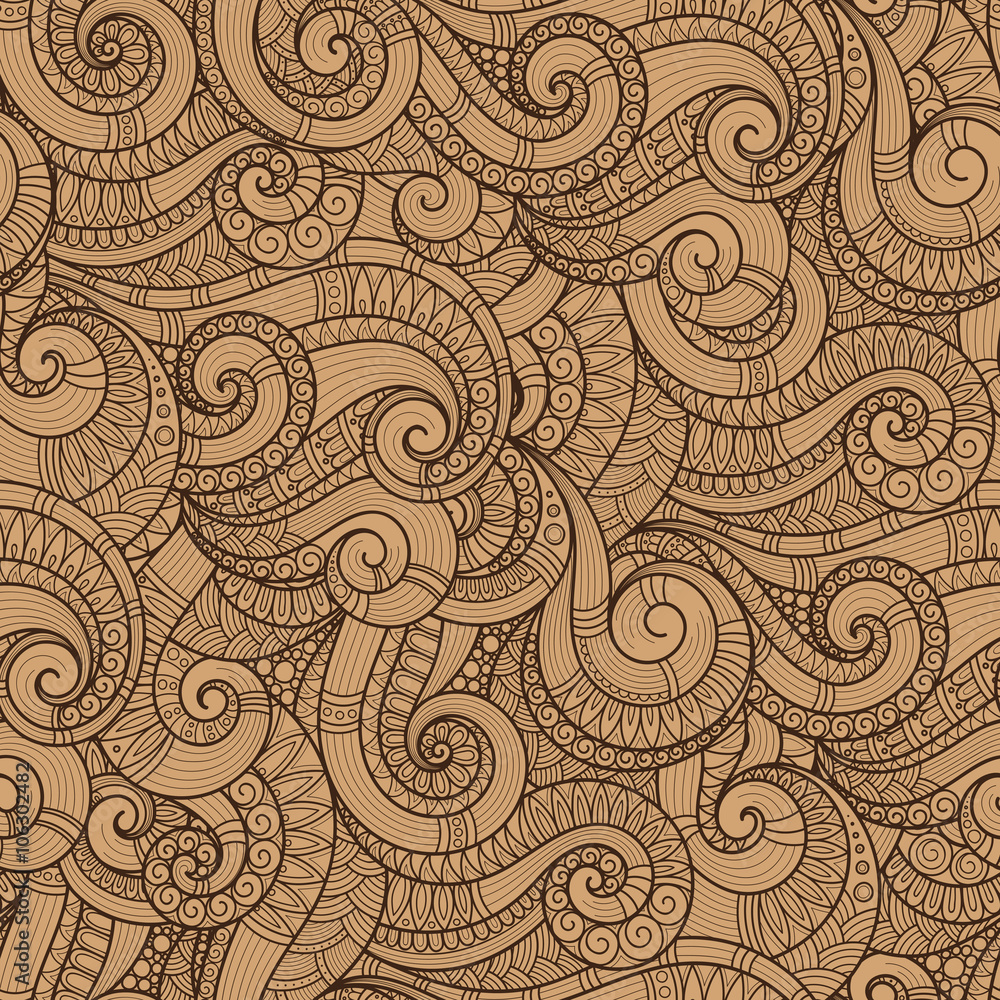 Fototapeta premium Seamless asian ethnic floral retro doodle background pattern