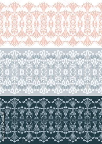 Vector illustration. Set of seamless lace borders