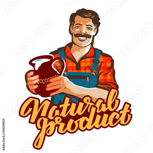 cow milk vector logo. farmer or dairy farm icon