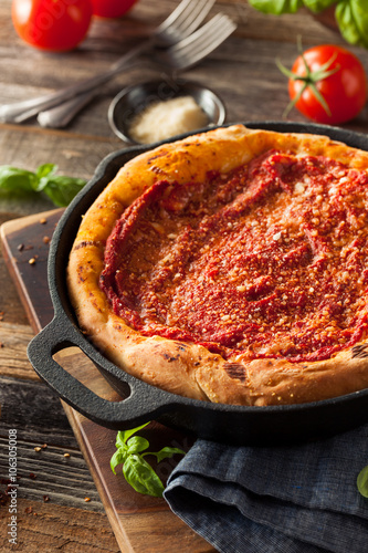 Homemade Skillet Deep Dish Chicago Pizza