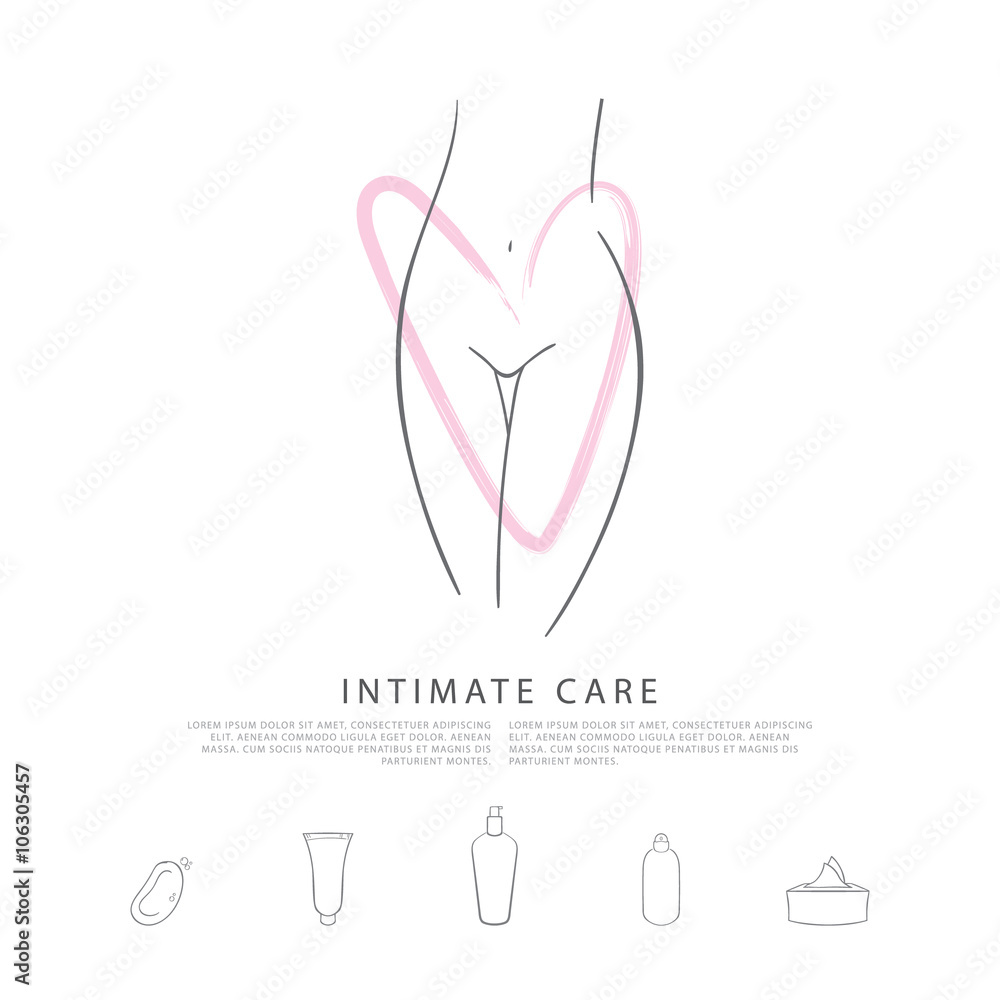 Intimate care. Caring with love. A vector concept made in modern line style with palce for your text. Intimate care. Caring with love. A vector concept made in modern line style with palce for your text.