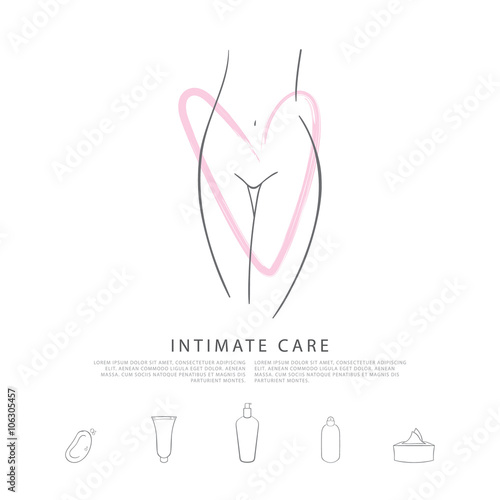 Intimate care. Caring with love. A vector concept made in modern line style with palce for your text. 