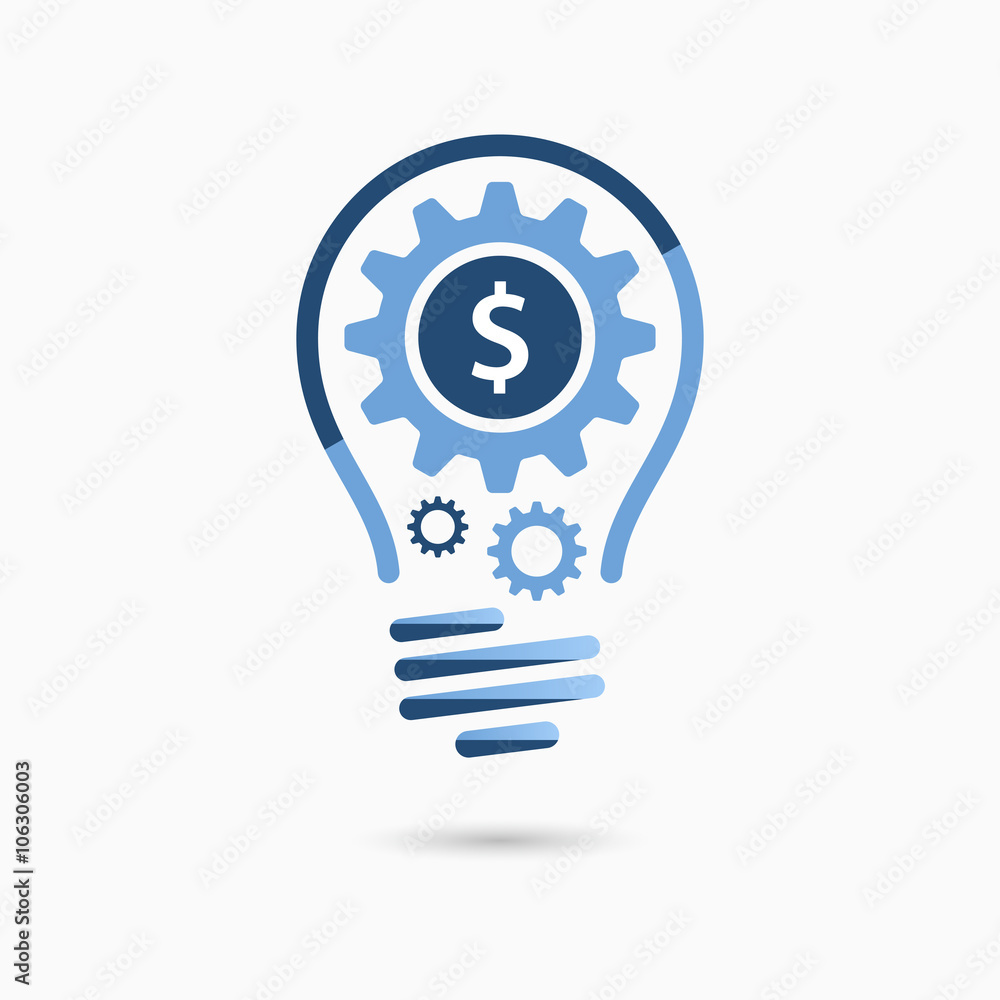 Light bulb idea icon with gears inside. Light bulb sign, light bulb symbol. Business concept. Light bulb idea icon with gears inside. Light bulb sign, light bulb symbol. Business concept.