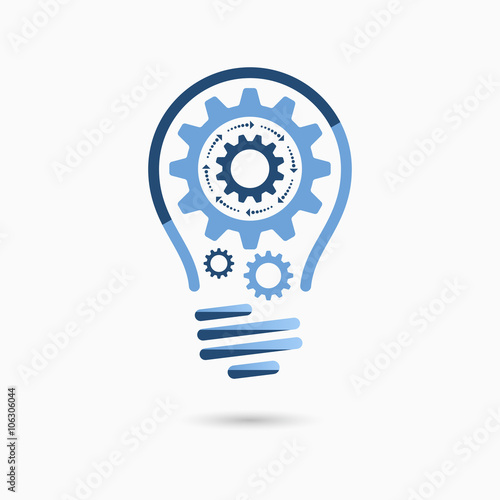 Light bulb idea icon with gears inside. Light bulb sign, light bulb symbol. Business concept.