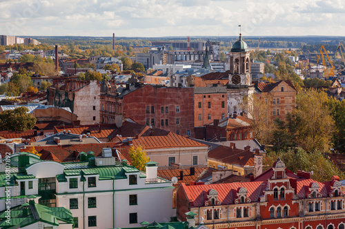 Vyborg (Viipuri), panorama view in sunny autumn day. Russia.