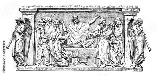 Extreme Unction, vintage engraving.