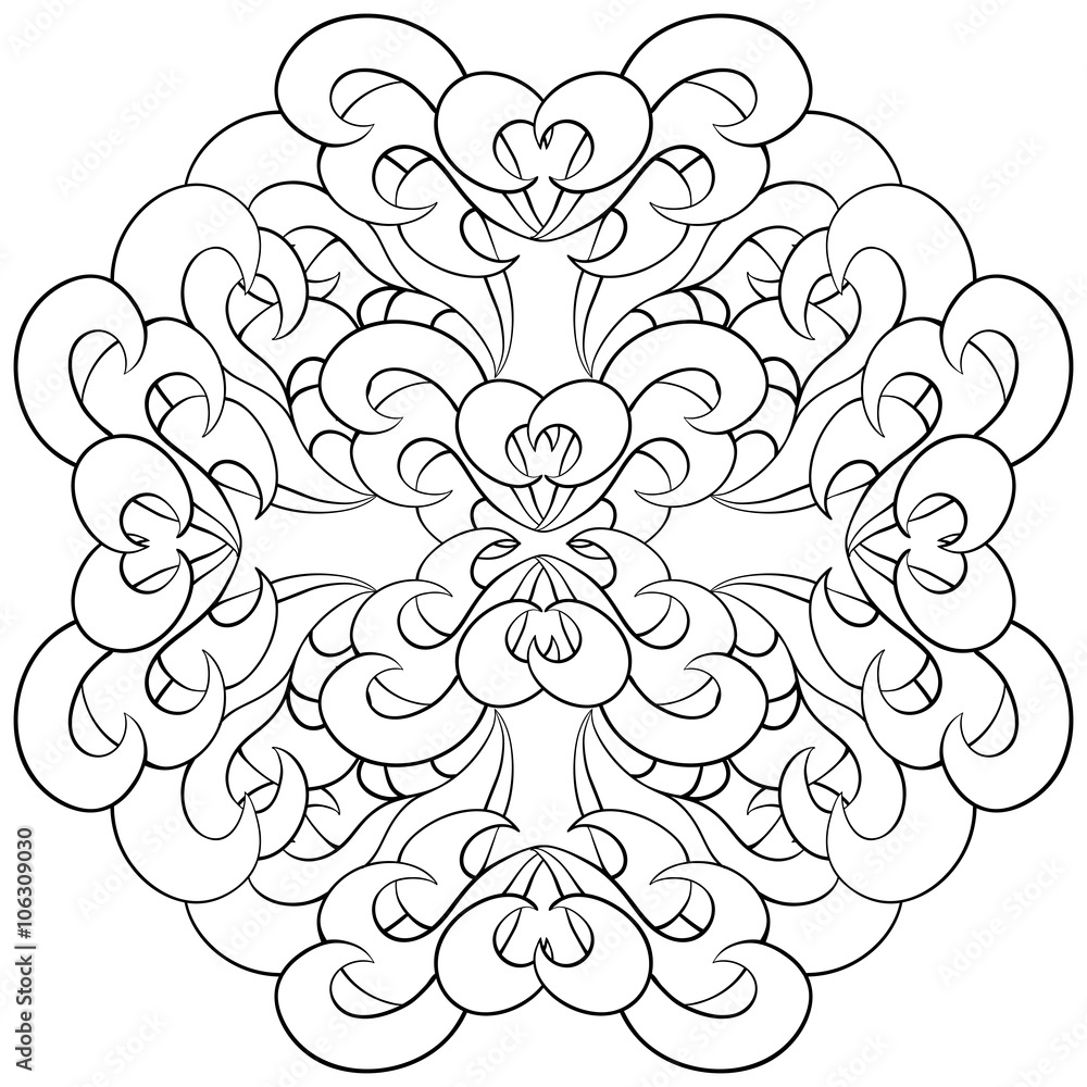 Fototapeta premium Beautiful vector mandala Flower. Monochrome Ornamental round floral object.