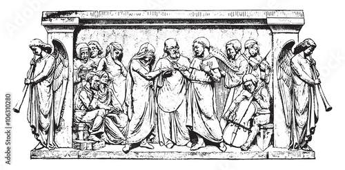 The wedding, vintage engraving.