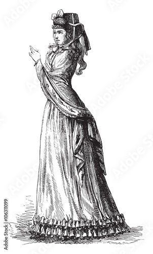 Hat cranked top, vintage engraving.