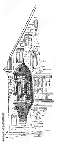 Bartizan, vintage engraving.
