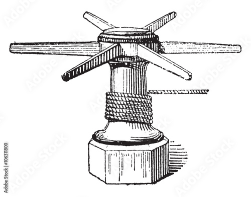 Capstan, vintage engraving.