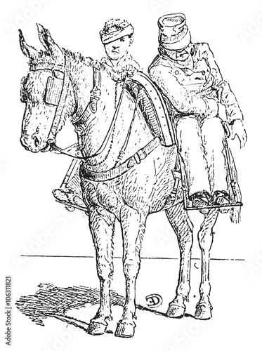 Cacolet, vintage engraving.