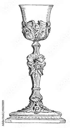 Chalice, vintage engraving.