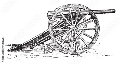 Field-gun, vintage engraving.