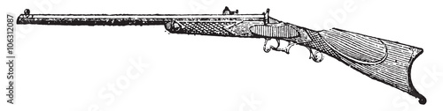 Paris rifle, vintage engraving.