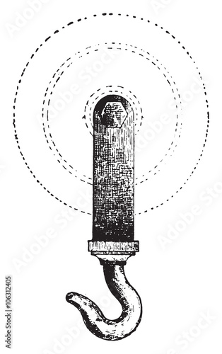 Pulley screed, vintage engraving.