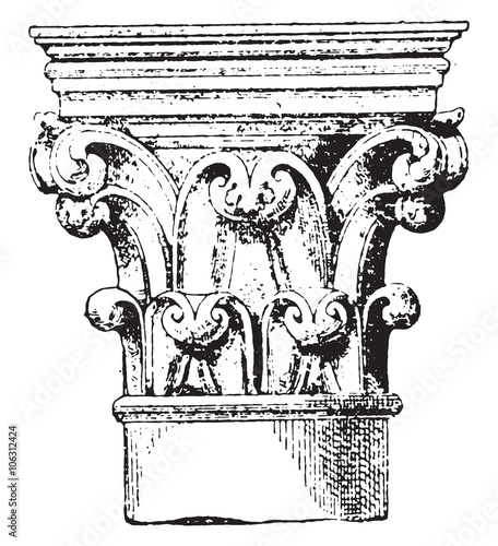Capital (xii Century), one of the columns of the choir of Notre-