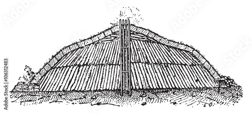 Grinding coal, vintage engraving.