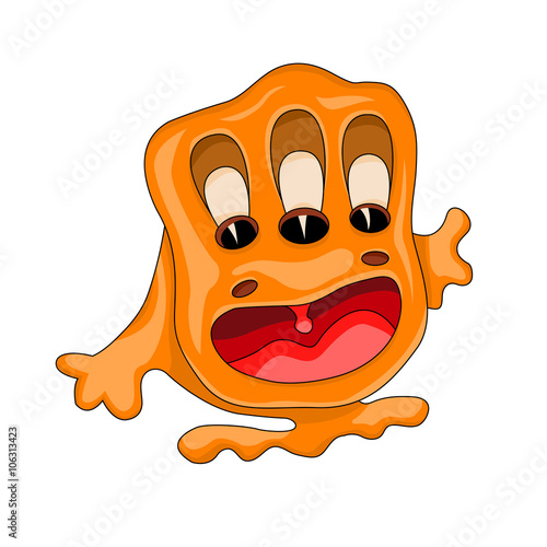  monster mutant orange three  eyes vector illustration