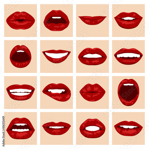 Vector lips set.