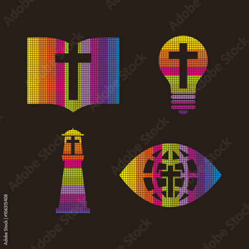 Church logo. Christian colors symbols and icons.
