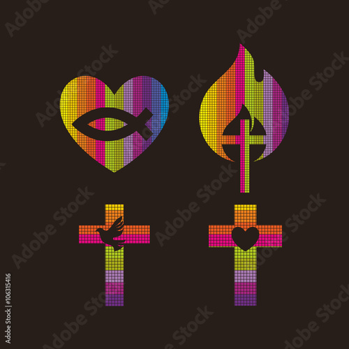 Church logo. Christian colors symbols and icons.