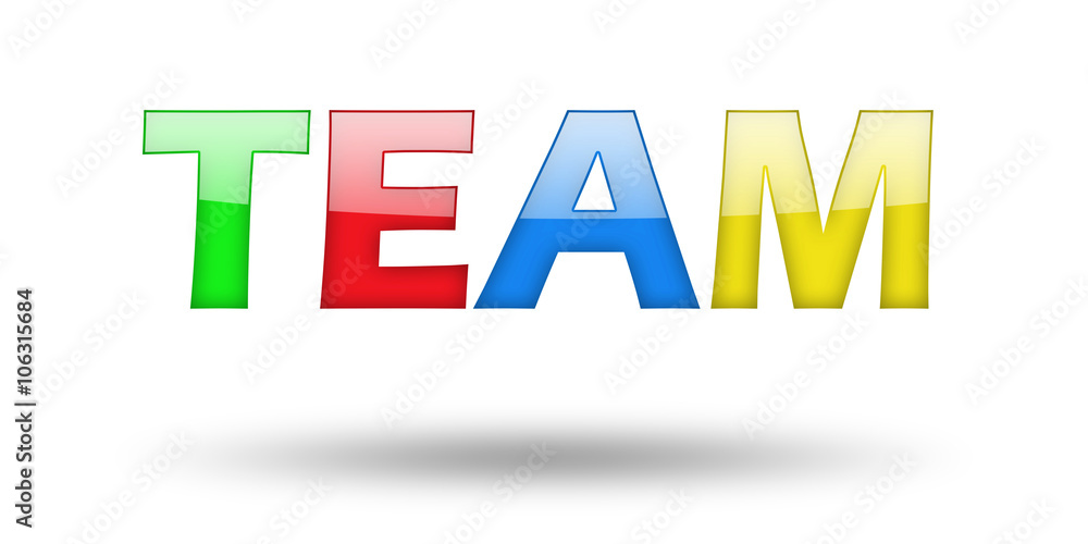 Text TEAM with colorful letters and shadow. Text TEAM with colorful letters and shadow.