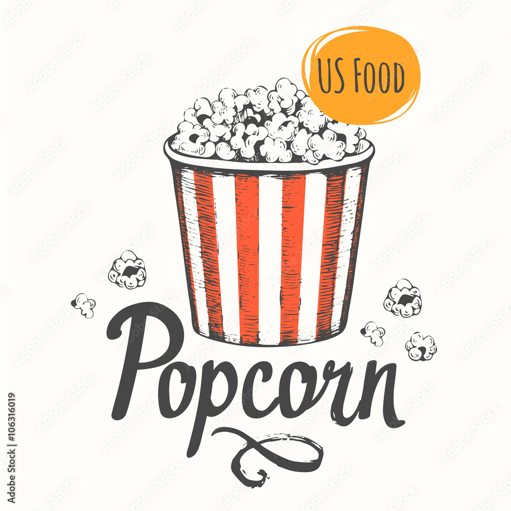Vector Illustration With Sketch Popcorn Bucket Stock Vector Adobe Stock
