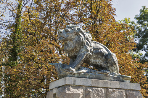 Lion statue at the hilltop in Graz, Austria