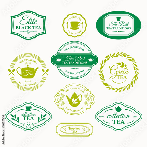 Vector Illustration with tea logo on white background. 