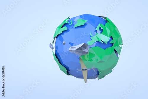 Low Poly Earth on white Background