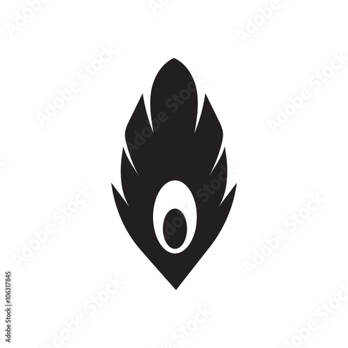 Flat icon in black and white feather