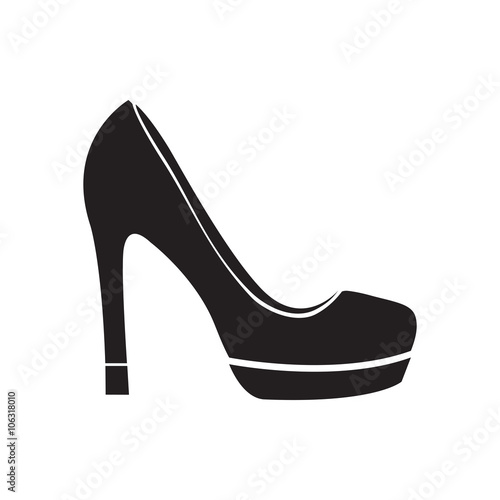 Flat icon in black and white stilettos