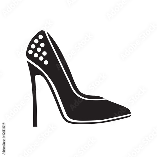 Flat icon in black and white stilettos