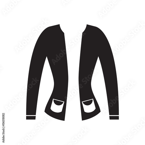 Flat icon in black and white women cardigan
