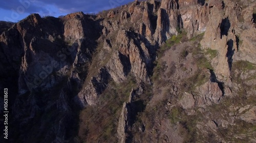 Drone view of rock mountain canyon photo