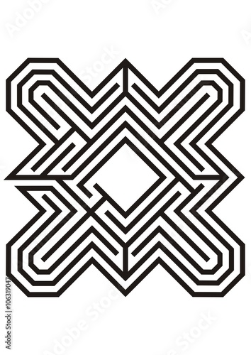 Labyrinth black and white line illustration