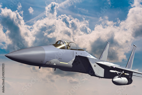 F-15C Eagle 3D illustration model in flight