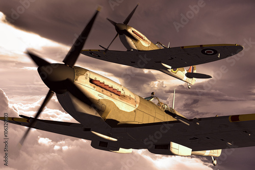Canvas-taulu Supermarine Spitfire 3D rendering