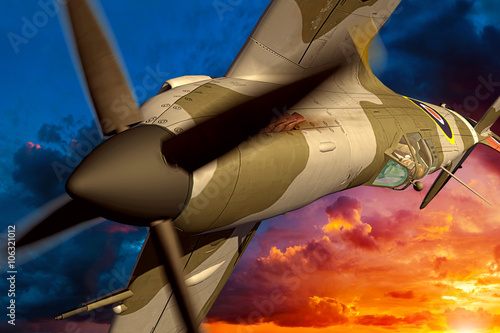 Billede på lærred Supermarine Spitfire 3D rendering