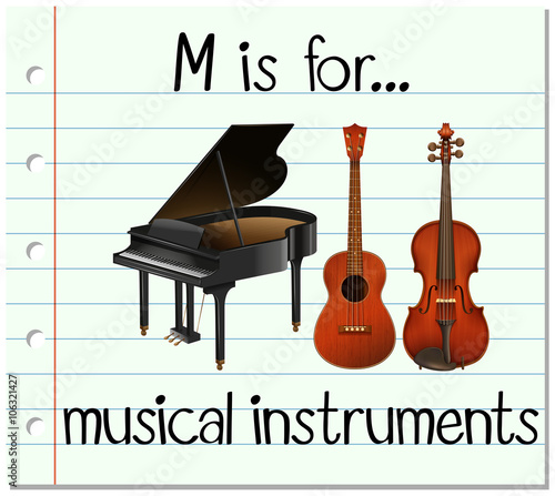 Flashcard letter M is for music