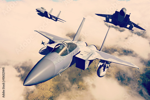 F-15C Eagle 3D rendering vintage effect
