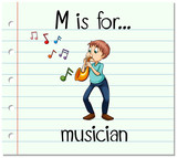 Flashcard alphabet M is for musician