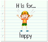 Flashcard letter H is for happy