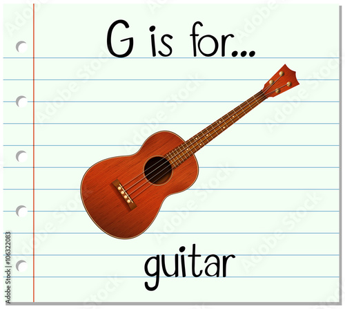 Flashcard letter G is for guitar