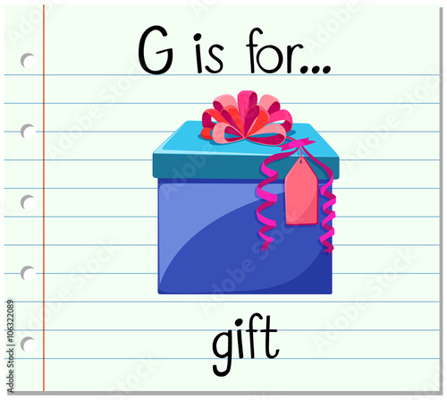 Flashcard alphabet G is for gift