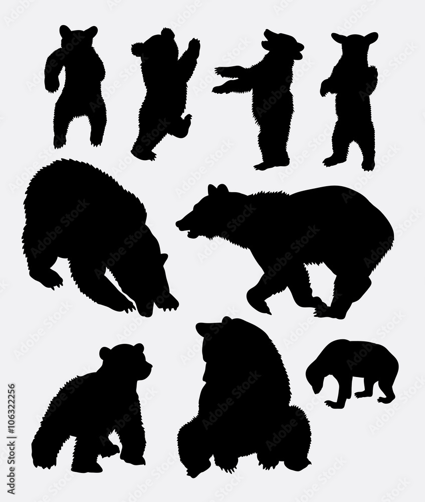 Fototapeta premium Bear wild animal silhouette 5. Good use for symbol, logo, web icon, mascot, sign, sticker, or any design you want. Easy to use.